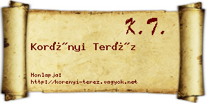 Korényi Teréz névjegykártya